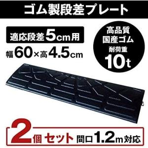 ゴム製段差プレート DANSAのぼるくん 段差5cm用スタンダードタイプ 幅60cm 2個セット 間口1.2ｍ対応（国産高品質ゴム 消音段差解消）｜smilegarden-ex