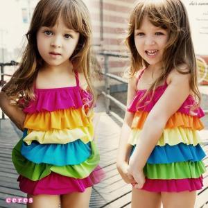 子供水着 ワンピース 女の子 フリル カラフル キッズ