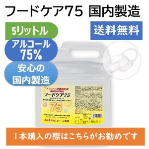 【即日発送】【送料無料】除菌液 5L エタノール製剤 フードケア75 アルコール除菌 エタノール濃度75％ 食品添加物 日本製　アルコール消毒液　アルコール消毒
