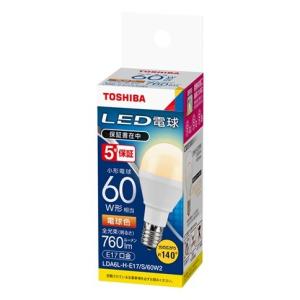 LED電球 東芝ライテック E17口金 ミニクリプトン形 小形電球60W形相当 電球色 LDA6L-H-E17/S/60W2