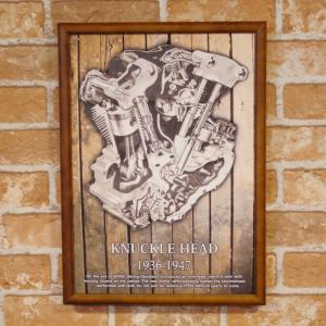 ハーレー ナックルヘッド アートポスター B4 木製額 セット ◇ バイク