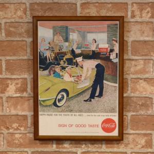コカコーラ 復刻ポスター と B4額 セット ◆ オープンカー Coca Cola FB4-12