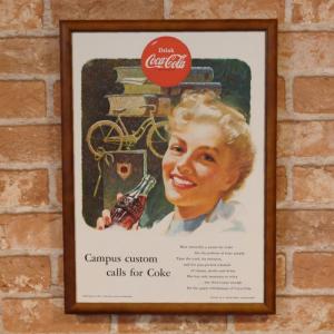 コカコーラ 自転車と辞典 レトロ広告 B4 額縁 セット ◆ 複製 広告 B4-15｜smilemaker2525