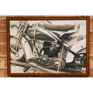 ハーレー ナックルヘッド アートポスター B4 木製額 セット ◇ バイク