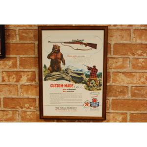 テキサコ モーターオイル 広告ポスター ＆ 額縁 セット 複製 ◆ 銃 熊 1951 B4-314｜smilemaker2525