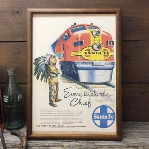 Santa Fe 鉄道 広告 ポスター B4額入り ◆ 複製 サンタフェ鉄道 赤い列車 B4-375｜smilemaker2525
