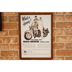 ハーレー ハイドラグライド 雑誌 広告 B4 フレーム付き ◆ 複製 1951 HD15｜smilemaker2525