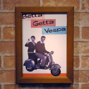 2人乗りベスパ ミニポスター B5フレーム入 ◆ バイク 複製 Vespa FB5-14｜smilemaker2525