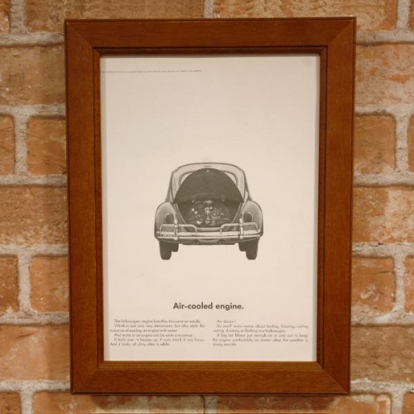 ワーゲン ビートル ミニポスター B5フレーム入り ◆ VW 複製広告 Beatle 空冷式 5-2...