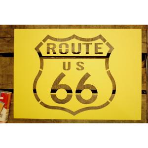 ルート US 66 標識型 ステンシル 型紙 ワンシート ◆ 紙製 ROUTE 66 アメリカ旧国道 バイク 大｜smilemaker2525