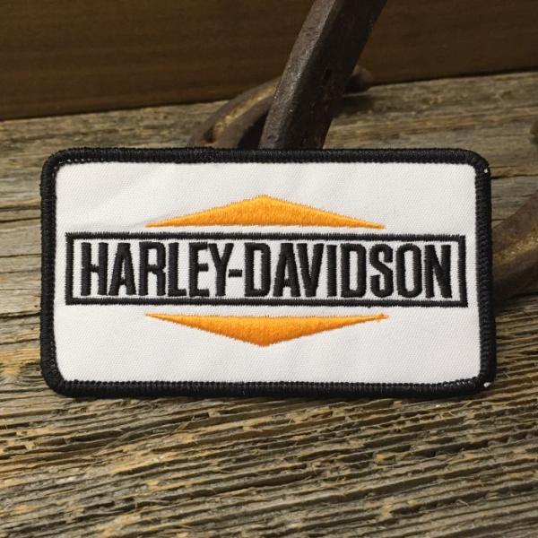 送料無料 ハーレー 英字ロゴ ワッペン ◆ 旧ロゴ風 Harley Davidson 白背景 アイロ...