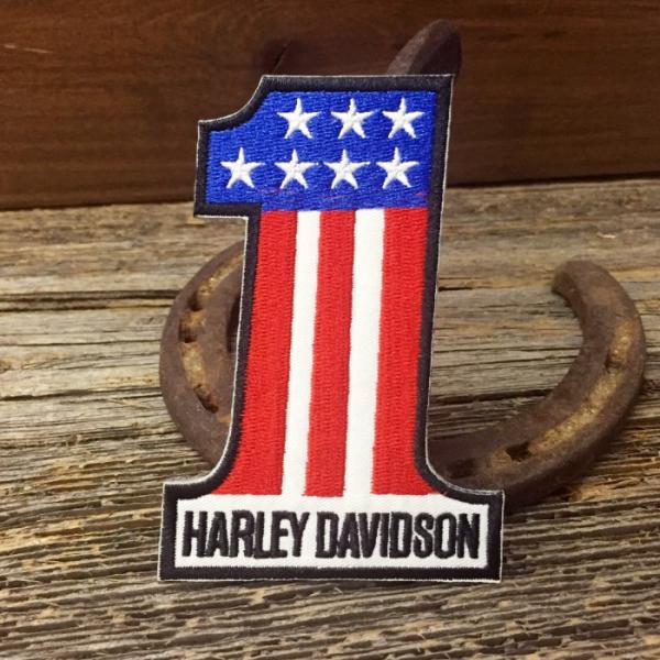送料無料 ハーレー No.1 ワッペン 星条旗柄 ◆ ナンバーワン HARLEY-DAVIDSON ...