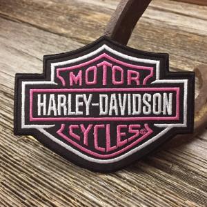 送料無料 ハーレー B＆S ロゴ 刺繍 ワッペン ◆ パッチ Harley バー アンド シールド バイク ピンク CAWP22｜smilemaker2525