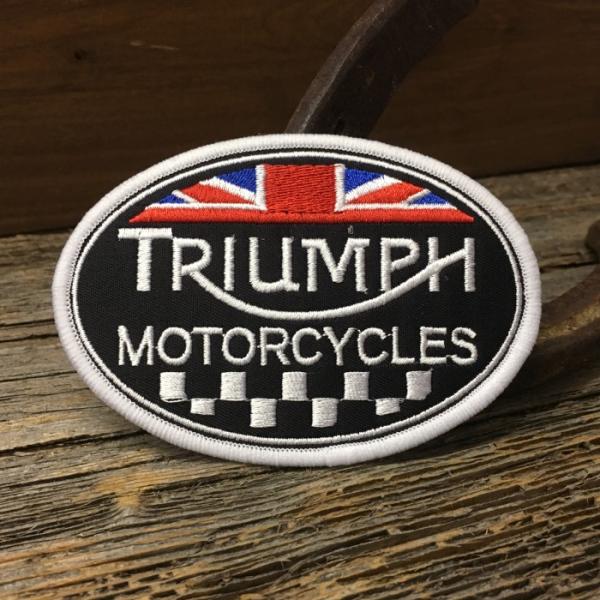 送料無料 トライアンフ 楕円形 ワッペン ◆ TRIUMPH イギリス バイク 単車 アイロン接着対...