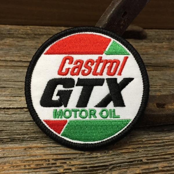 CASTROL GTX 丸型 ワッペン ◆ 刺繍 パッチ カストロール モーターオイル 燃料 CAW...