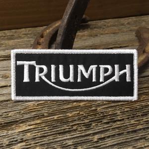 送料無料 トライアンフ 英字ロゴ バナー ワッペン ◆ TRIUMPH イギリス バイク 単車 アイロン接着対応 パッチ CAWP114｜smilemaker2525