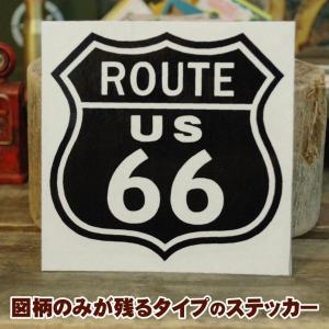ROUTE66 標識型 型抜き ステッカー ◆ アメリカ旧国道 ルート66 黒 JHST40｜smilemaker2525
