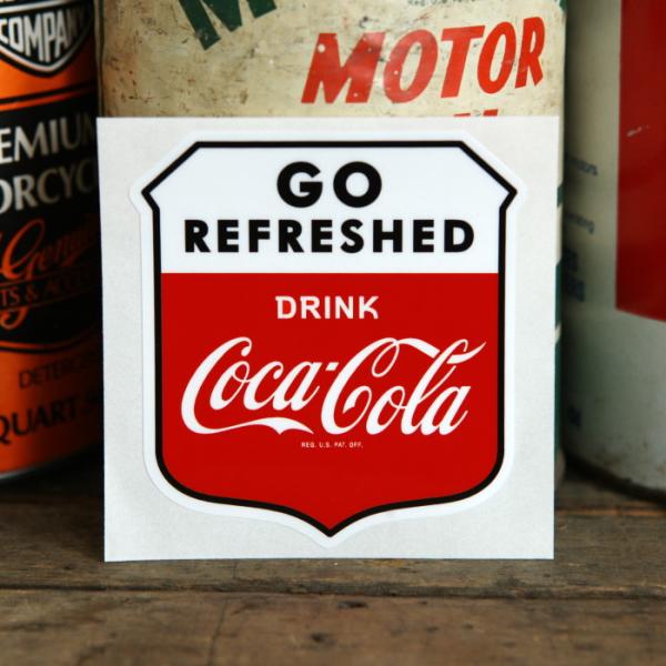 Coca Cola レトロ 看板風 ステッカー ◆ GO REFRESHED COKE コーク リフ...
