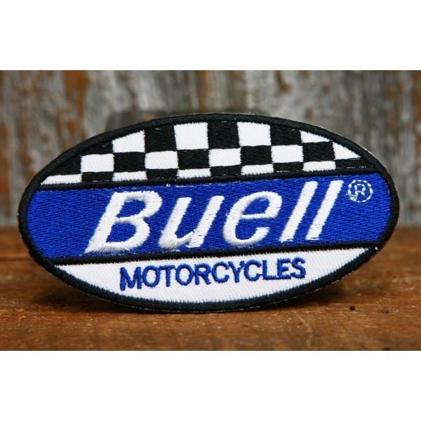 Buell ロゴ 刺繍 ワッペン ◆ ビューエル モーターサイクル 楕円形 JL365