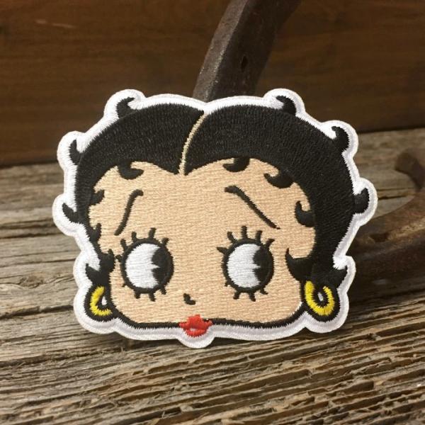 Betty Boop ベティちゃん 刺繍ワッペン ◆ 顔アップ ベティ・ブープ アイロン接着対応 J...