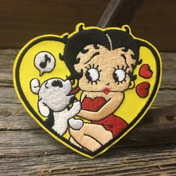 ベティちゃん パジー 刺繍ワッペン ◆ BETTY BOOP ベティ・ブープ 犬 黄色いハート JS...