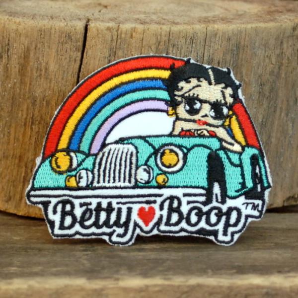 Betty Boop 刺繍 ワッペン ◆ パッチ ベティちゃん 虹 オープンカー アイロン接着対応 ...