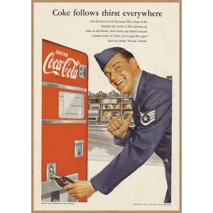 Coca-Cola レトロミニポスター B5サイズ ◆ 複製広告 コカコーラ 自動販売機 USAF ...