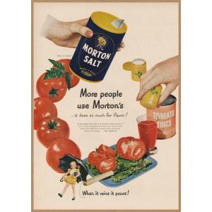 MORTON SALT レトロミニポスター B5サイズ 複製広告 ◆ モートンソルト 塩 女の子 ト...