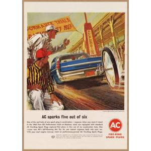 AC SPARK PLUG レトロミニポスター B5サイズ 複製広告 ◆ GM ＡＣ 点火プラグ ア...