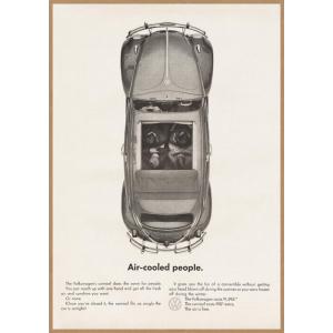 ワーゲン ビートル VW レトロミニポスター B5サイズ ◆ 複製広告 タイプ1 モノクロ 空冷人間...