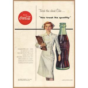 Coca-Cola ナース レトロミニポスター B5サイズ 複製広告 ◆ コカコーラ 女性イラスト ...