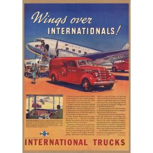 インターナショナル トラックス レトロミニポスター B5サイズ 複製広告 ◆ アメ車 運搬車 空港 ...