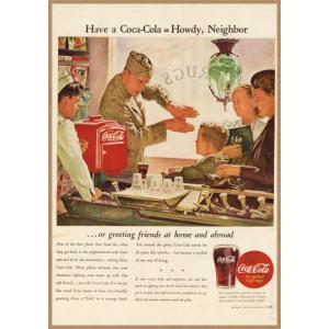 Coca-Cola 兵隊さんとこども イラスト レトロミニポスター B5サイズ 複製広告 ◆ コカコーラ パーラー USAD5-532