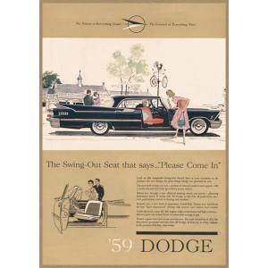 DODGE スイングアウトシート レトロミニポスター B5サイズ 複製広告 ◆ アメ車 ダッジ イラ...