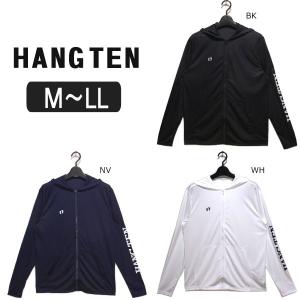 メンズ 水着 HANG TEN フード付き 長袖 ラッシュガード M L LL WH ホワイト BK ブラック NV ネイビー 426-371 ハンテン｜smilemako