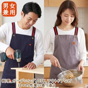 エプロン サイドボタン キャンバス サロペット...の詳細画像1