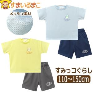 すみっコぐらし 服 メッシュ 半袖 Tシャツ ハーフパンツ ジャージ 上下 セット 女の子 キャラクター 110cm 120cm 130cm 140cm 150cm E2331G｜smilemako