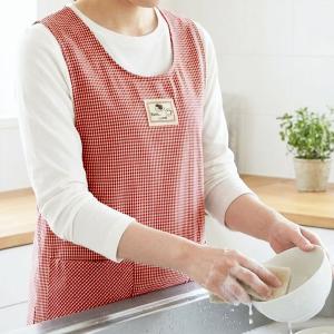 エプロン 後ろボタン&ひも留め ラン型...の詳細画像1