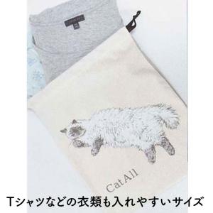 巾着袋 ネコ 巾着 猫 巾着ポーチ Lサイズ ...の詳細画像1