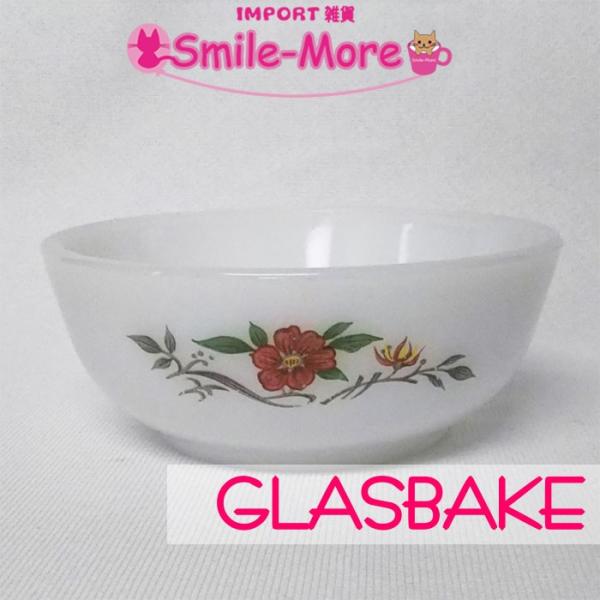 Glasbakeグラスベイク　レッドフラワー　シリアルボウル　ミキシングボウル２