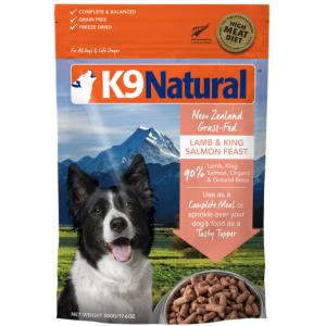 K9ナチュラル　フリーズドライ・フード【ラム＆キングサーモンフィースト】500g（2kg相当)　犬用　K9Natural