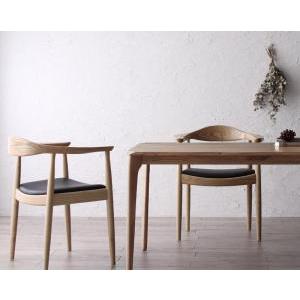 テーブル：ナチュラル 3点セット(テーブル+チェア2脚) W150 天然木オーク無垢材 北欧デザイナ...