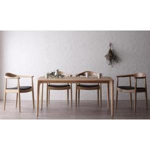 テーブル：ナチュラル 5点セット(テーブル+チェア4脚) W150 天然木オーク無垢材 北欧デザイナ...