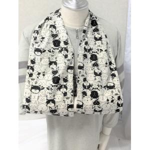 アームバンド    三角巾　綿生地　生成地　猫　AＢ‐C13　脳卒中後の片麻痺の腕つり三角巾