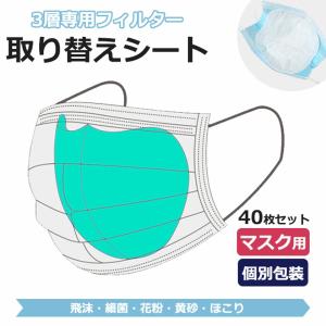 マスクフィルター マスク用 シート フィルター 取り替えシート 使い捨て 個別包装 3層 不織布 40枚セット 手作りマスクキット 花粉防塵飛沫 2点目半額 sale