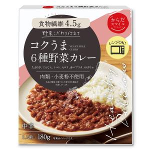 カレー からだスマイルプロジェクト コクうま6種野菜カレー 180g　 惣菜 スパイス 和風 洋風 おかず お弁当 レトルト レンチン 湯煎 時短 手軽 簡単 美味しい｜smilespoon