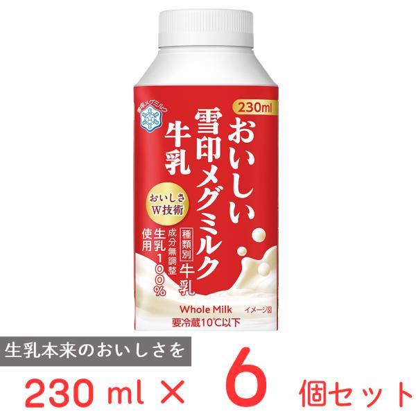 冷蔵 雪印メグミルク おいしい雪印メグミルク牛乳 TT 230ml ×6個