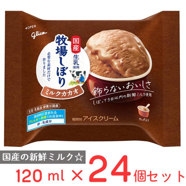 [アイス] 江崎グリコ 牧場しぼりミルクカカオ 120ml×24個