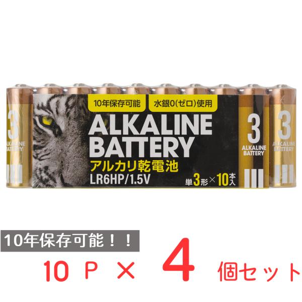 アルカリ乾電池レギュラー　単3　10P 日用品 ノンフード×4個