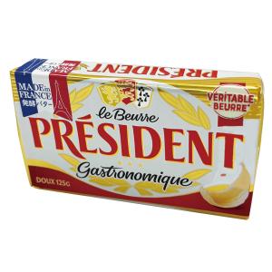[冷蔵]PRESIDENT 発酵バター 食塩不使用 125g フランス産×3個